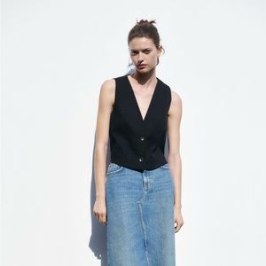 Zara rustic fabric crop vest
